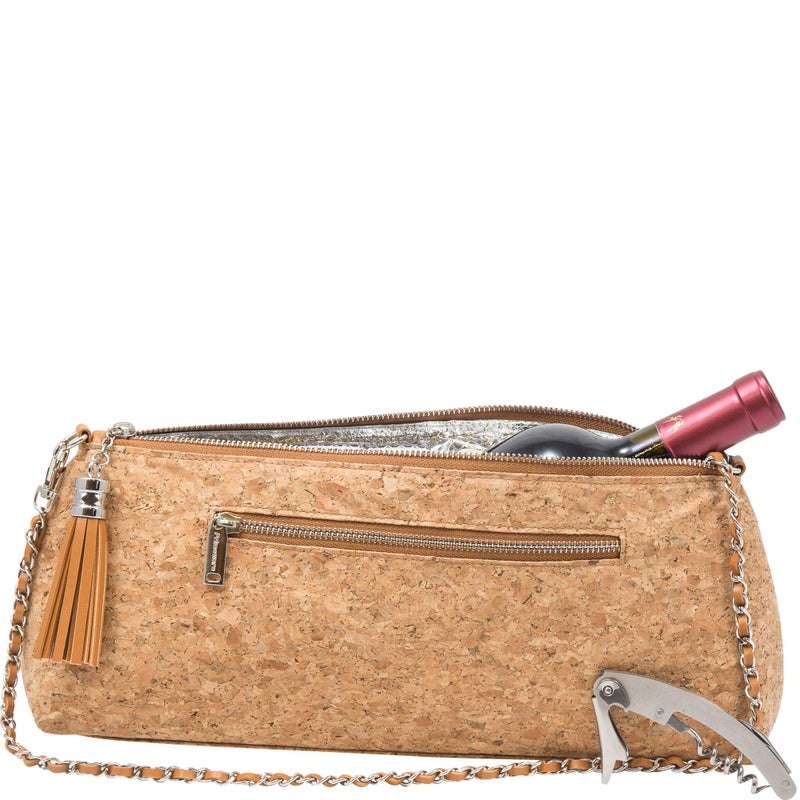 Primeware GGWP Single Bottle Wine Purse | Thermal Insulated Clutch Tote for Women (Cork) - Image 1